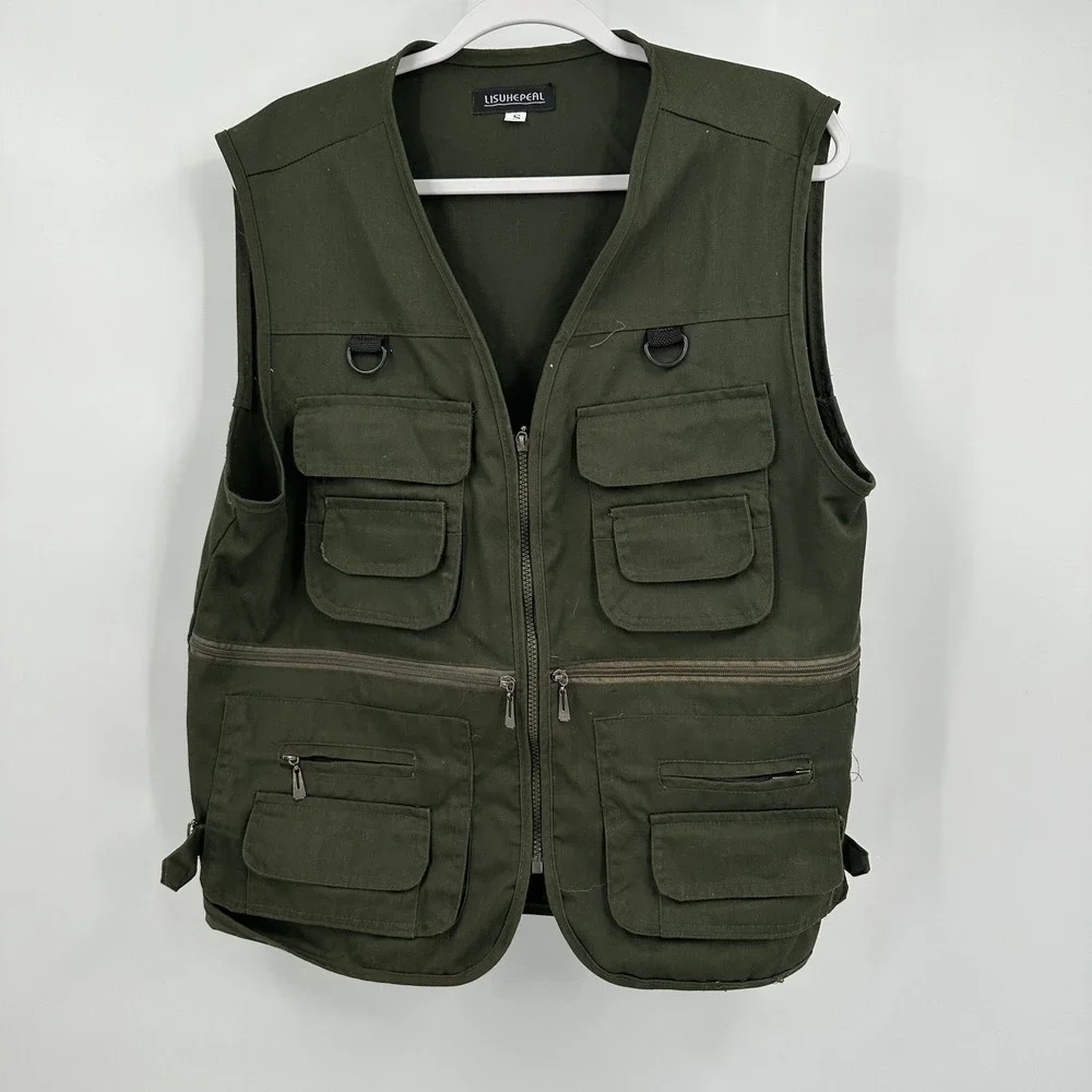 Lisuhepeal Men Tactical Utility Vest Sz S Multi Pocket Military Fishing Outdoors